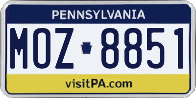 PA license plate MOZ8851
