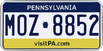 PA license plate MOZ8852