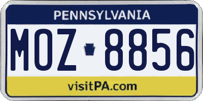 PA license plate MOZ8856