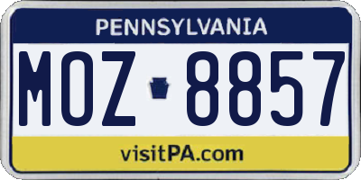 PA license plate MOZ8857
