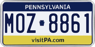 PA license plate MOZ8861