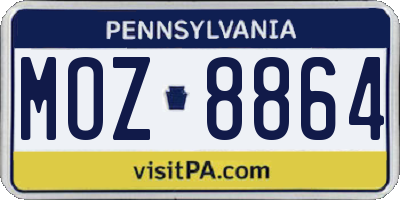 PA license plate MOZ8864