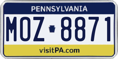 PA license plate MOZ8871