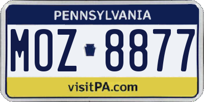 PA license plate MOZ8877