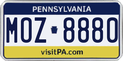 PA license plate MOZ8880