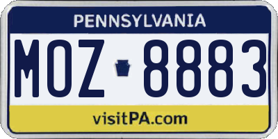 PA license plate MOZ8883