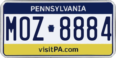 PA license plate MOZ8884