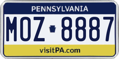 PA license plate MOZ8887