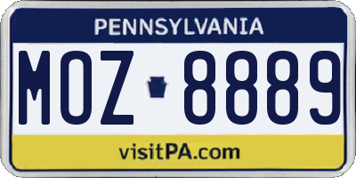 PA license plate MOZ8889