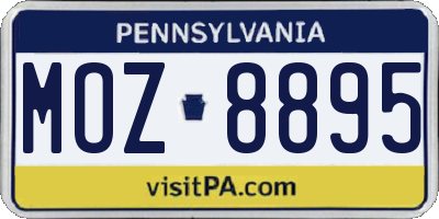 PA license plate MOZ8895