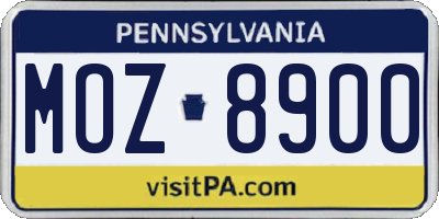 PA license plate MOZ8900