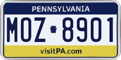 PA license plate MOZ8901
