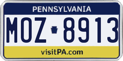 PA license plate MOZ8913