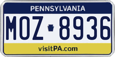 PA license plate MOZ8936