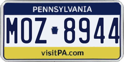 PA license plate MOZ8944