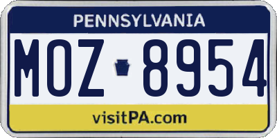 PA license plate MOZ8954