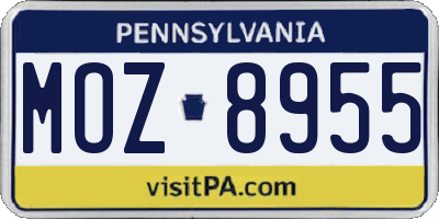 PA license plate MOZ8955