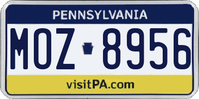 PA license plate MOZ8956