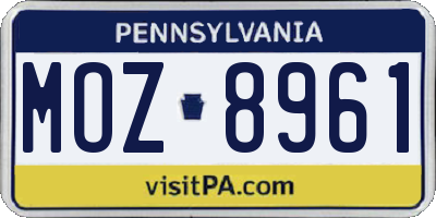 PA license plate MOZ8961
