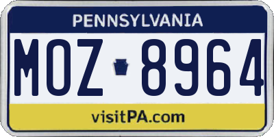 PA license plate MOZ8964