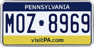 PA license plate MOZ8969
