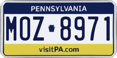 PA license plate MOZ8971