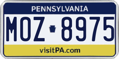 PA license plate MOZ8975