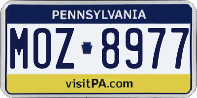 PA license plate MOZ8977