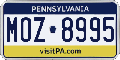 PA license plate MOZ8995