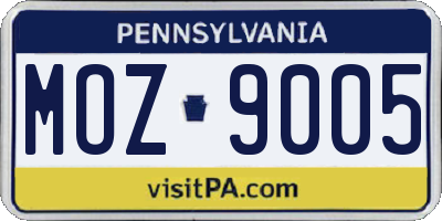 PA license plate MOZ9005
