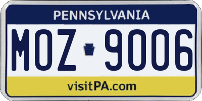 PA license plate MOZ9006