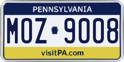 PA license plate MOZ9008