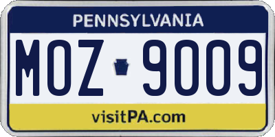 PA license plate MOZ9009