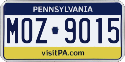 PA license plate MOZ9015