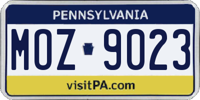 PA license plate MOZ9023