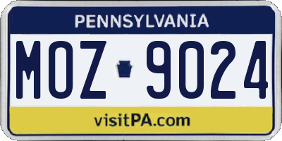 PA license plate MOZ9024
