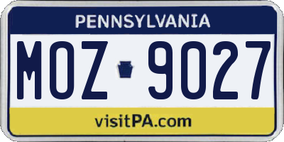PA license plate MOZ9027