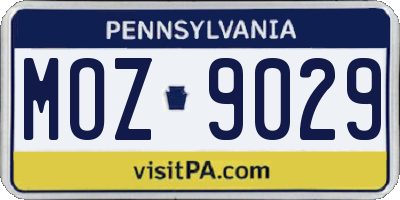 PA license plate MOZ9029