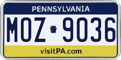 PA license plate MOZ9036