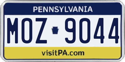 PA license plate MOZ9044