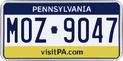 PA license plate MOZ9047