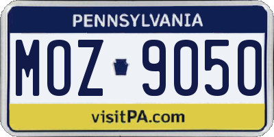 PA license plate MOZ9050