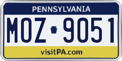PA license plate MOZ9051