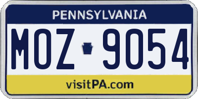 PA license plate MOZ9054