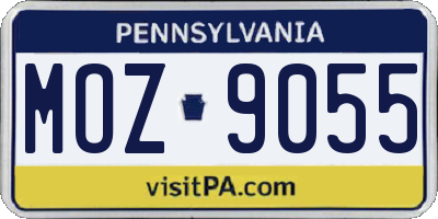 PA license plate MOZ9055