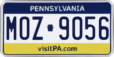 PA license plate MOZ9056
