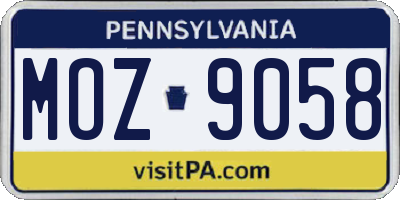 PA license plate MOZ9058