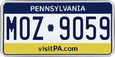 PA license plate MOZ9059