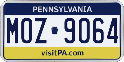 PA license plate MOZ9064