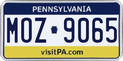 PA license plate MOZ9065